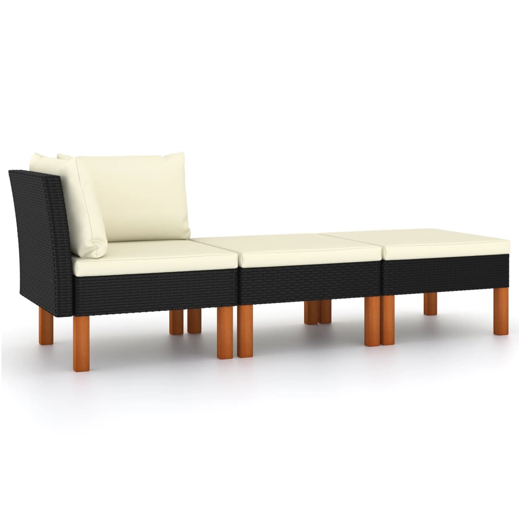 3-delige Loungeset poly rattan en massief eucalyptushout is nu te koop bij PeponiXL, paradijselijk wonen!