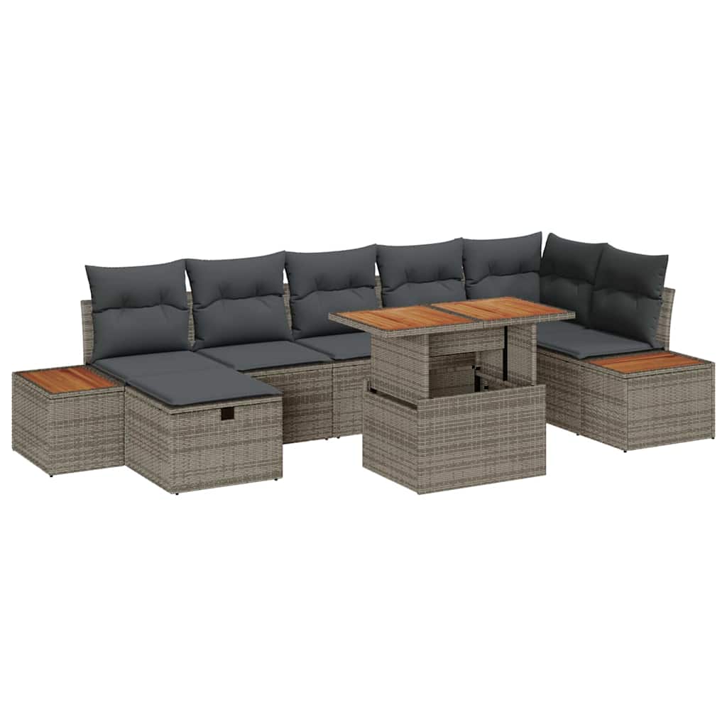 Tuinbankenset 8 st Grijs poly rattan is nu te koop bij PeponiXL, paradijselijk wonen!