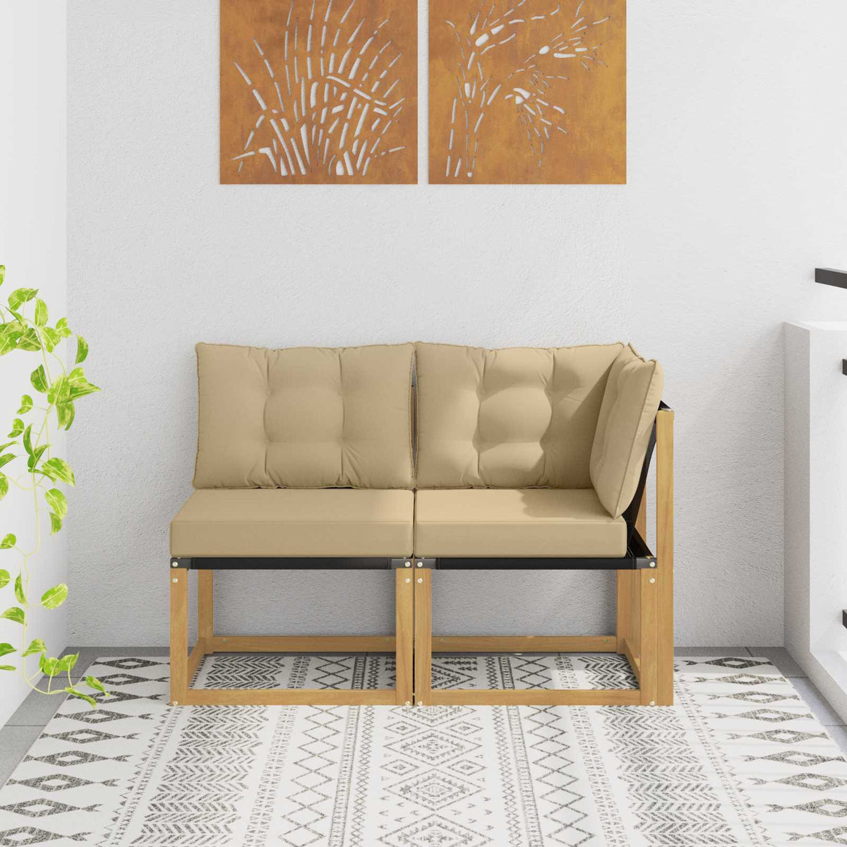 Outdoor Midden- en Hoeksalon met kussen 2 Stuk Wit is nu te koop bij PeponiXL, paradijselijk wonen!