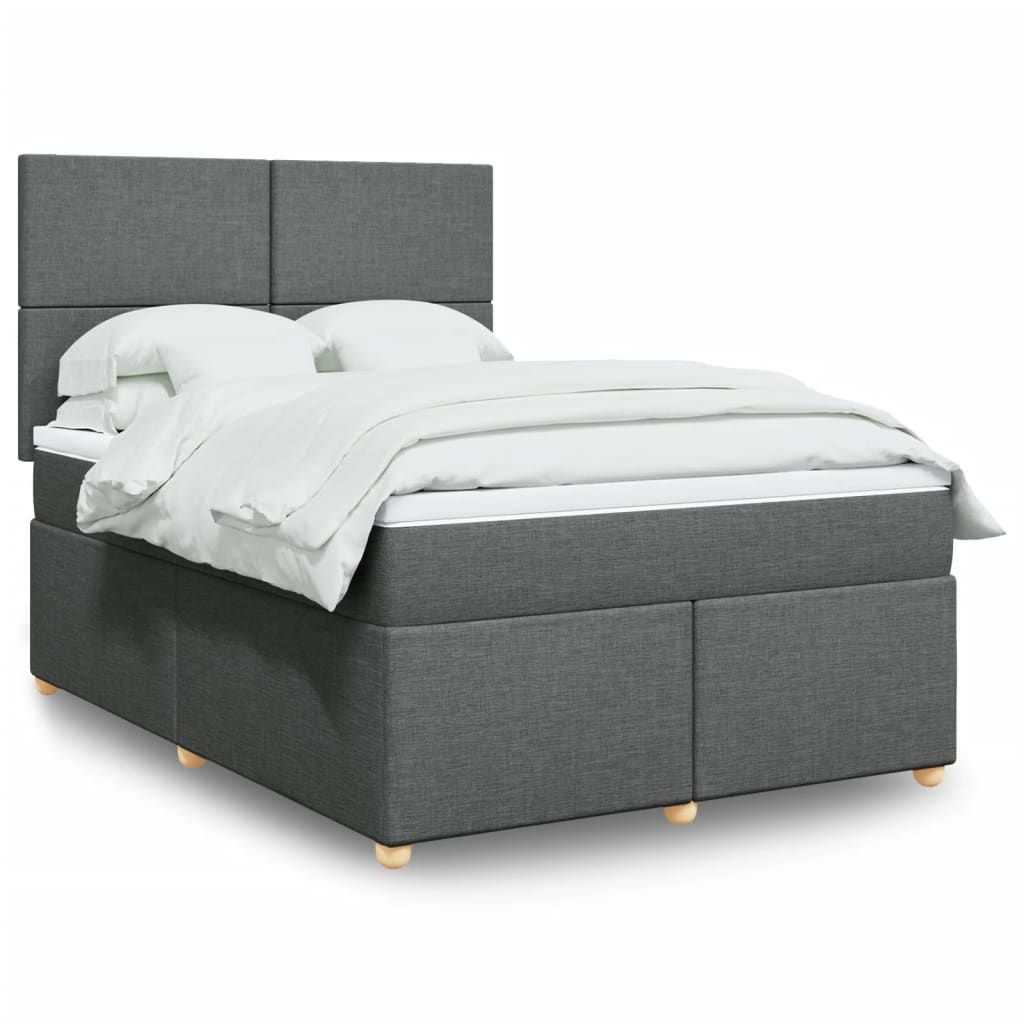 Boxspring met matras stof donkergrijs 140x190 cm is nu te koop bij PeponiXL, paradijselijk wonen!