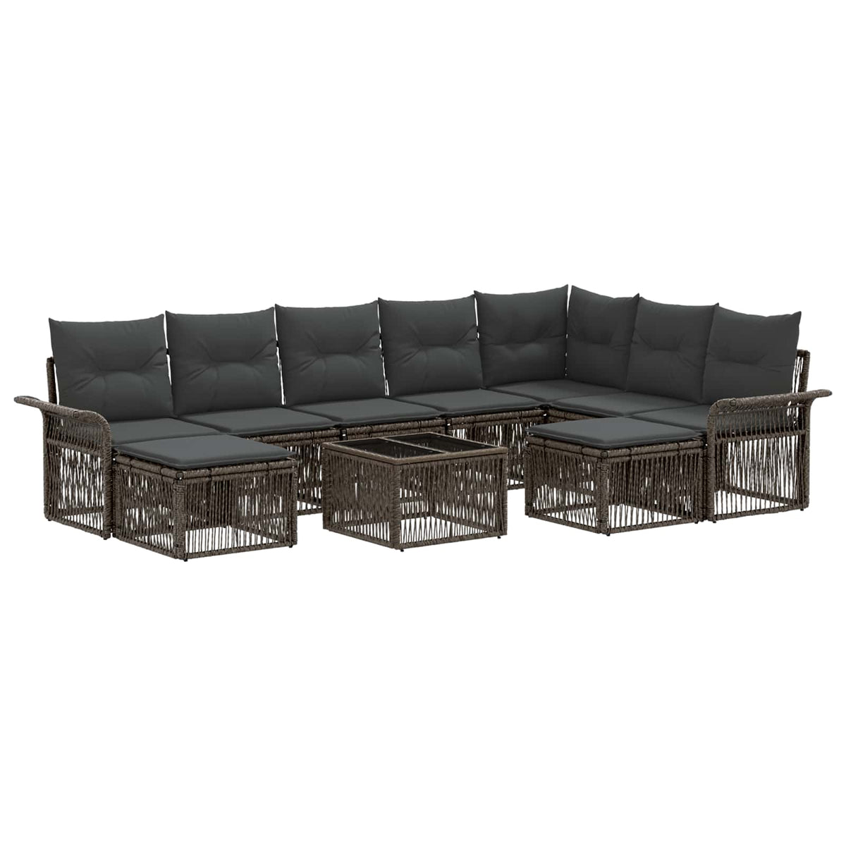 Tuinbankenset 10 pcs Grijs en Donkergrijs poly rattan is nu te koop bij PeponiXL, paradijselijk wonen!