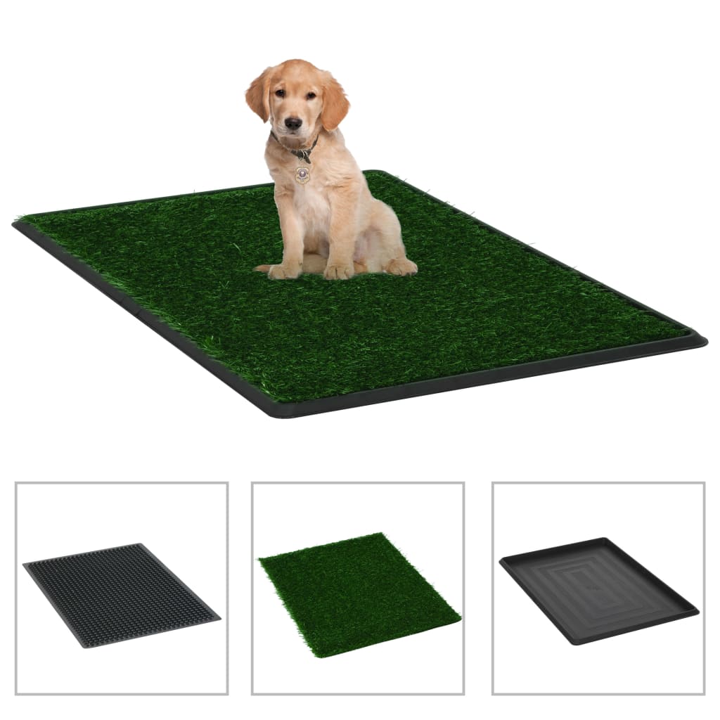 Huisdierentoilet met bak en kunstgras 76x51x3 cm groen is nu te koop bij PeponiXL, paradijselijk wonen!