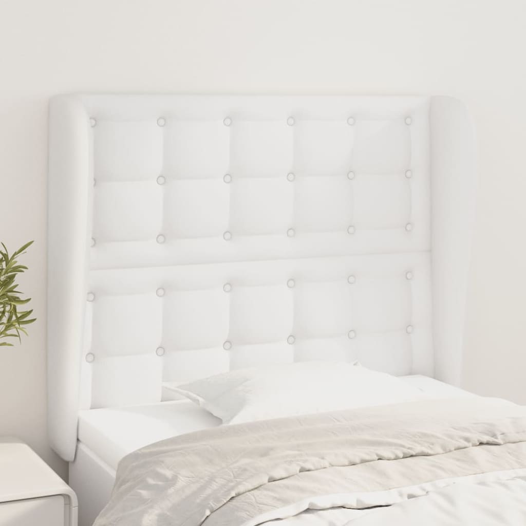 Hoofdbord met randen 83x23x118/128 cm kunstleer wit is nu te koop bij PeponiXL, paradijselijk wonen!