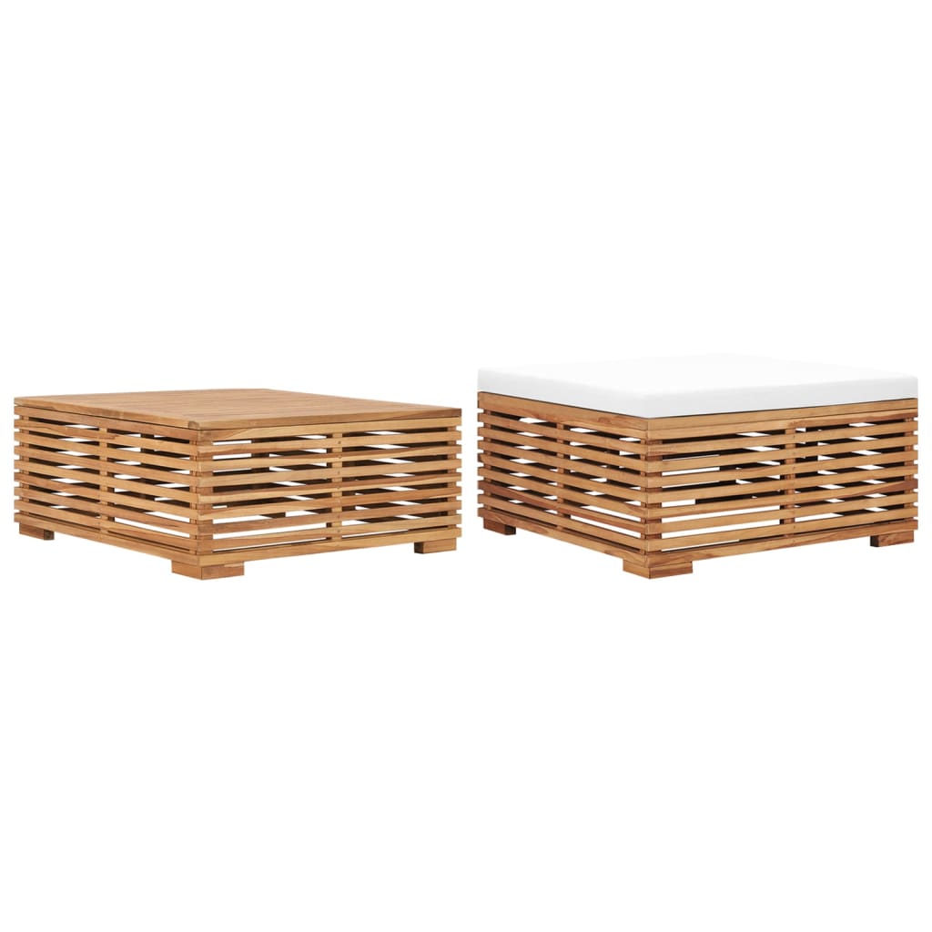 Tuintafel en voetensteun met crèmekleurig kussen teakhout is nu te koop bij PeponiXL, paradijselijk wonen!