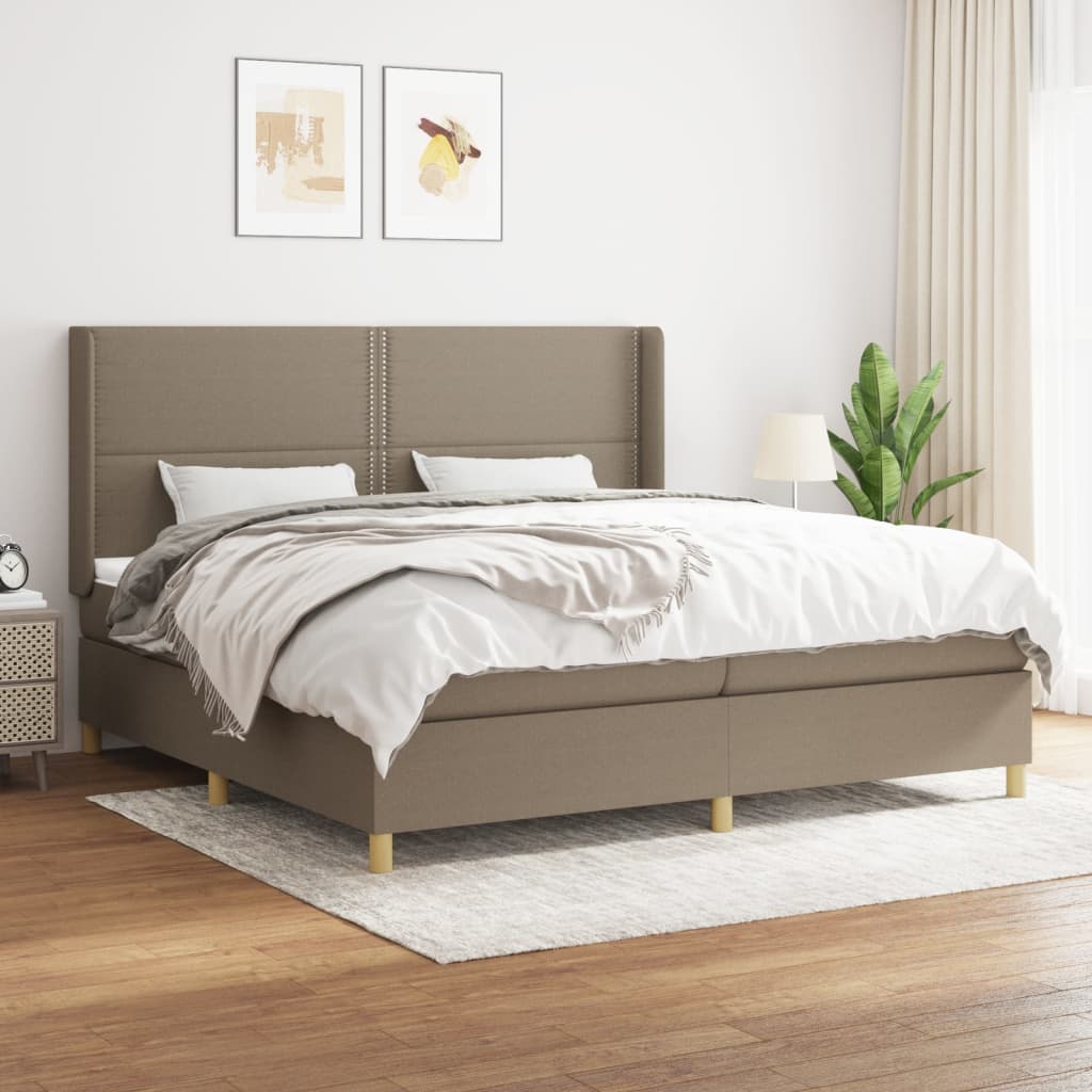Boxspring met matras stof taupe 200x200 cm is nu te koop bij PeponiXL, paradijselijk wonen!