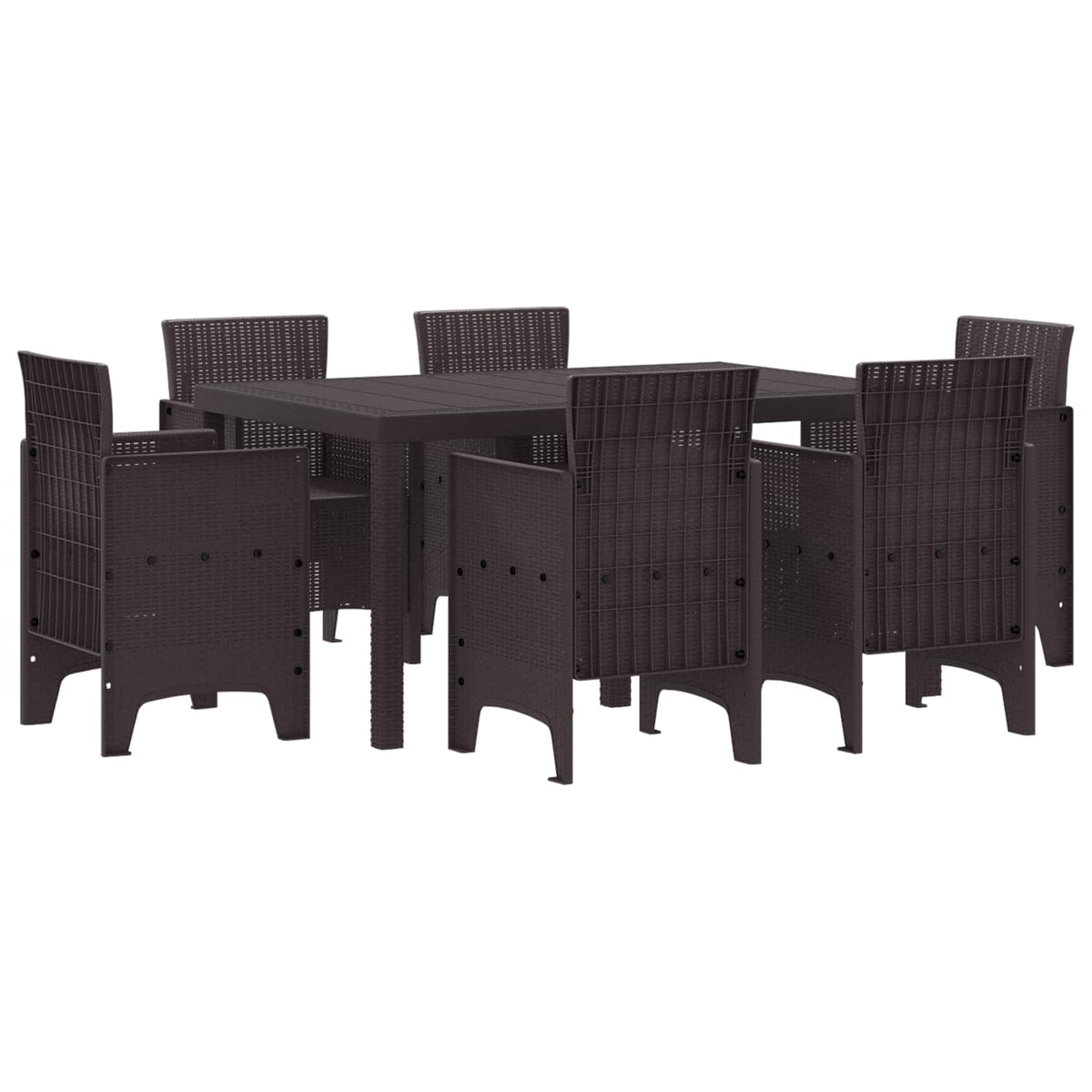 Tuin Eetset 7 pcs Bruin Polt riet is nu te koop bij PeponiXL, paradijselijk wonen!