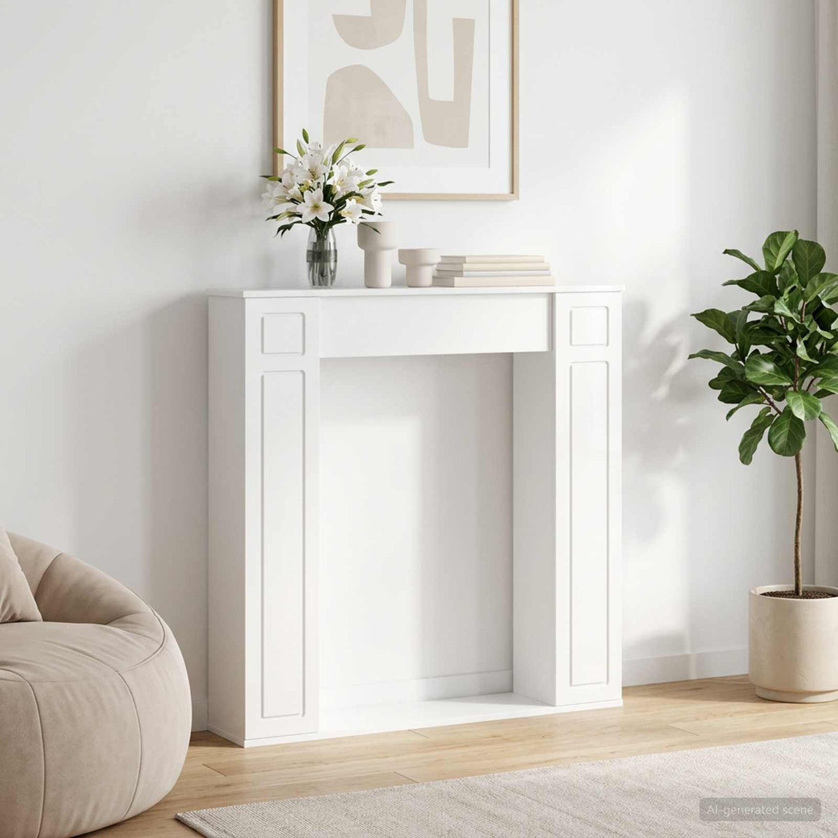 Haardomlijsting Hoogglans Wit 100 x 20 x 100 cm Bewerkt hout is nu te koop bij PeponiXL, paradijselijk wonen!