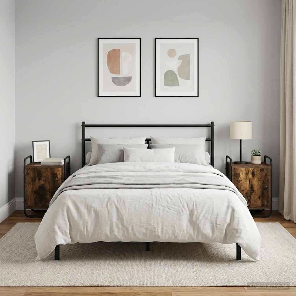 Nachtkastje 2 st Gerookt eiken Bewerkt hout is nu te koop bij PeponiXL, paradijselijk wonen!