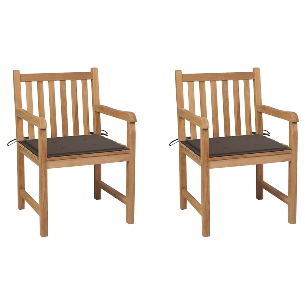 Tuinstoelen 2 st met taupe kussens massief teakhout is nu te koop bij PeponiXL, paradijselijk wonen!