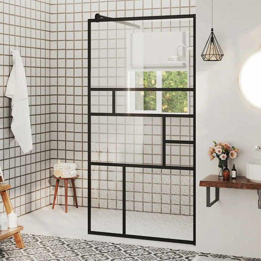 Inloopdouchewand 80x195 cm ESG-glas transparant en zwart is nu te koop bij PeponiXL, paradijselijk wonen!