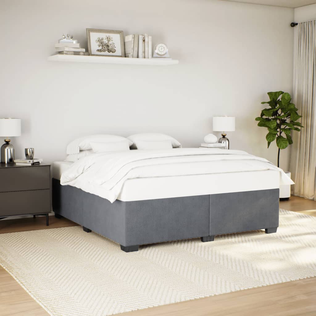 Bedframe zonder matras 200x200 cm fluweel donkergrijs is nu te koop bij PeponiXL, paradijselijk wonen!