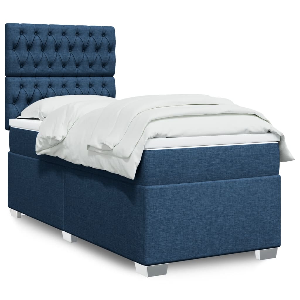 Boxspring met matras stof blauw 80x200 cm is nu te koop bij PeponiXL, paradijselijk wonen!