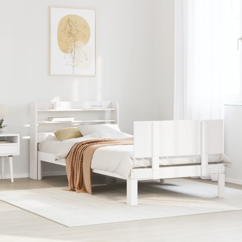 Bedframe met hoofdeinde zonder matras 90x200 cm wit is nu te koop bij PeponiXL, paradijselijk wonen!