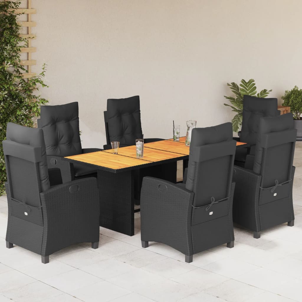 7-delige Tuinset met kussens poly rattan zwart is nu te koop bij PeponiXL, paradijselijk wonen!