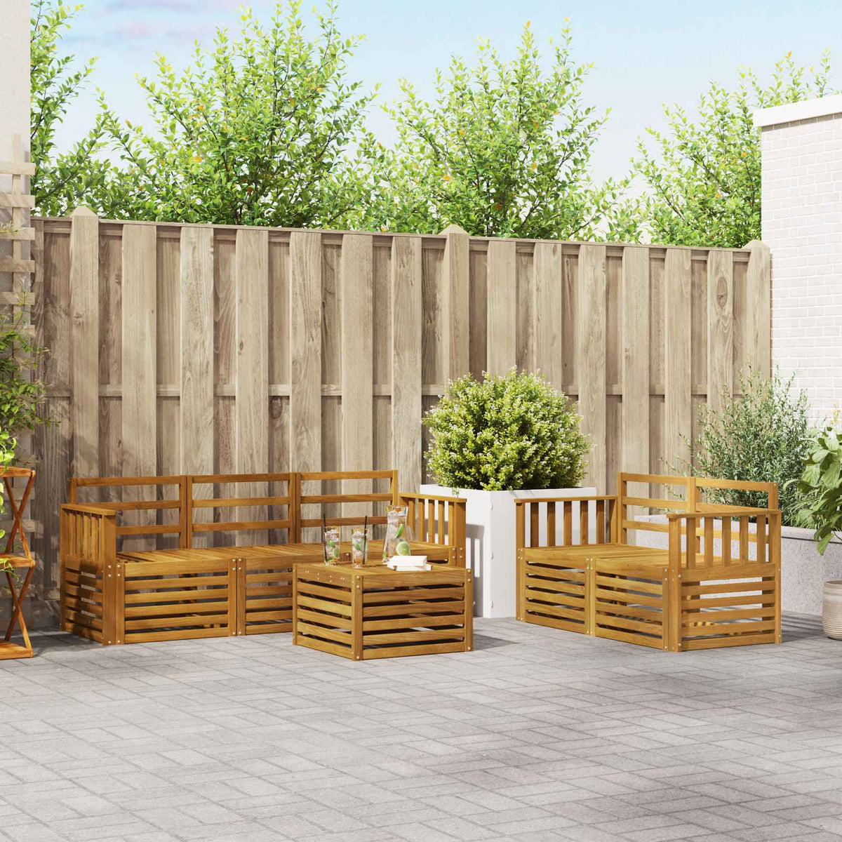 Sofa-Sets 6 pcs Naturel Massief Acaciahout is nu te koop bij PeponiXL, paradijselijk wonen!