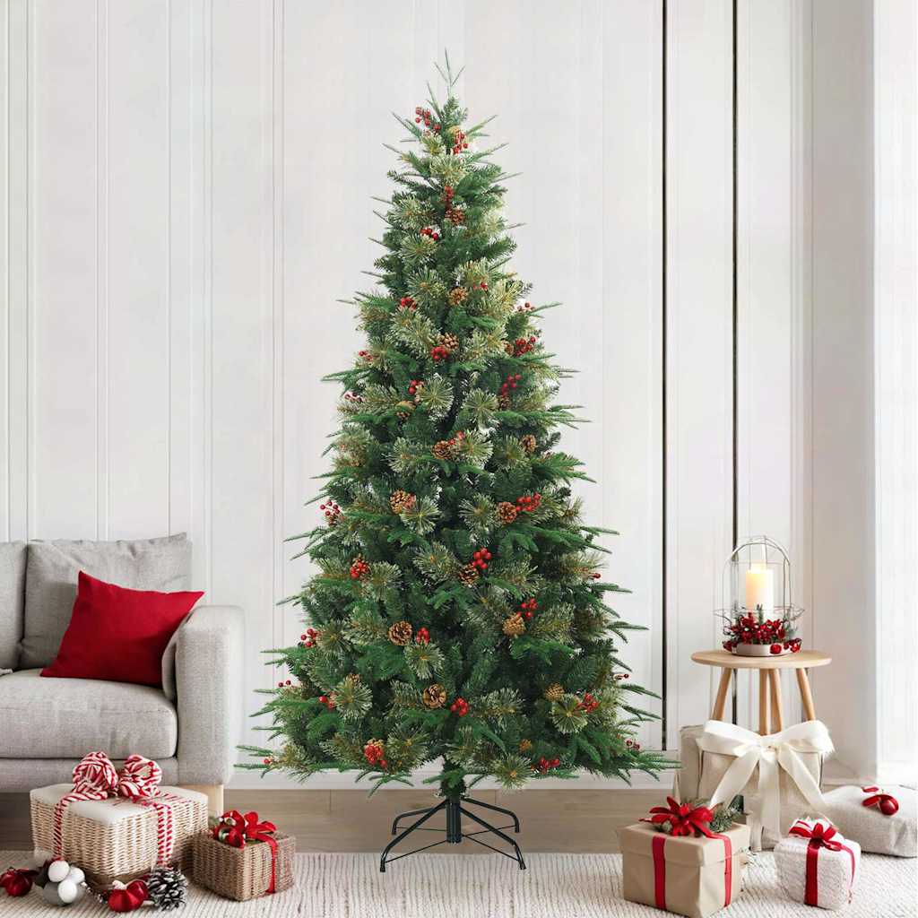 Kunstmatige Inklapbare Kerstboom Groen 240 cm PVC, PE en Staal is nu te koop bij PeponiXL, paradijselijk wonen!