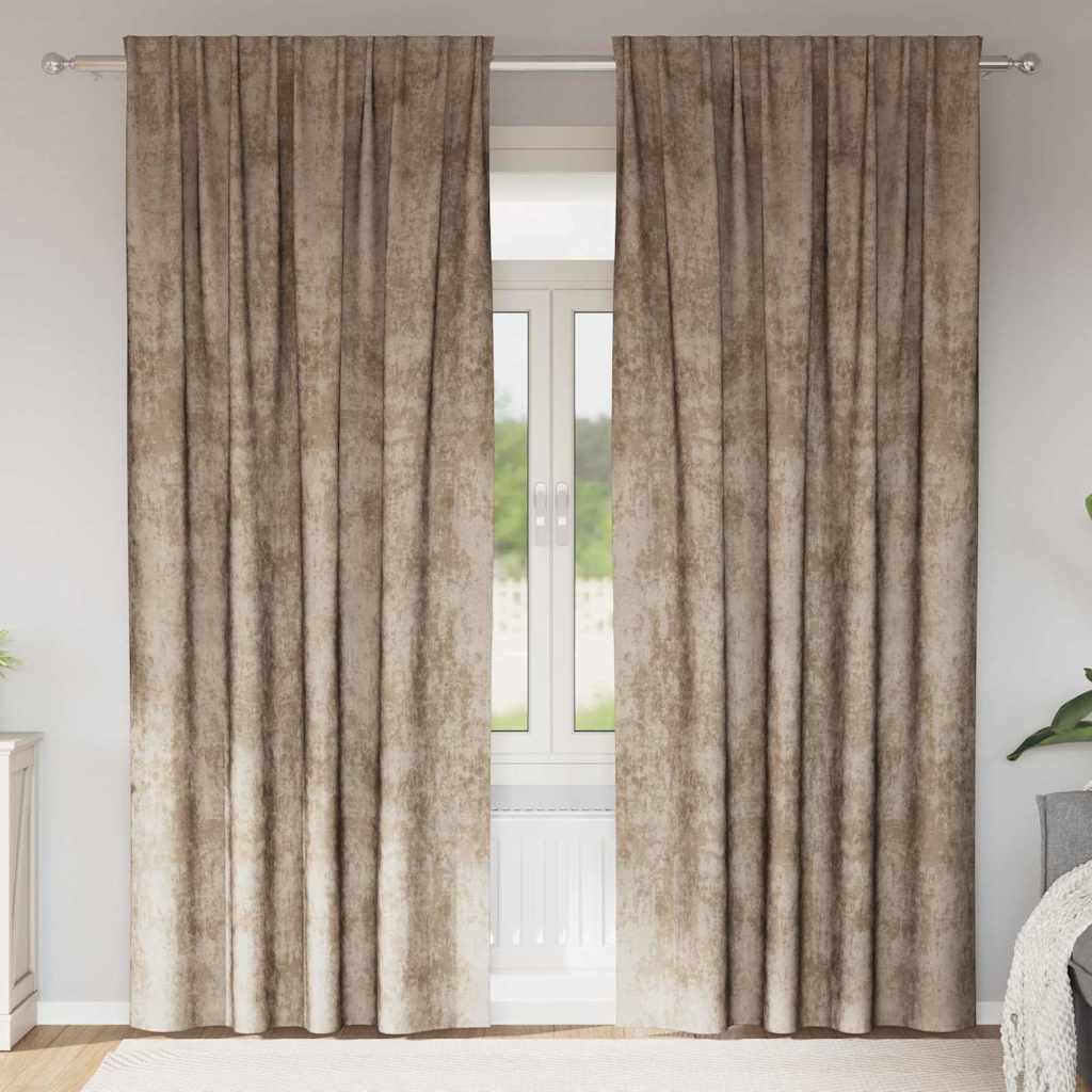 Velvet Gordijnen 2 pcs champagne 260 x 140 cm Fluweel is nu te koop bij PeponiXL, paradijselijk wonen!