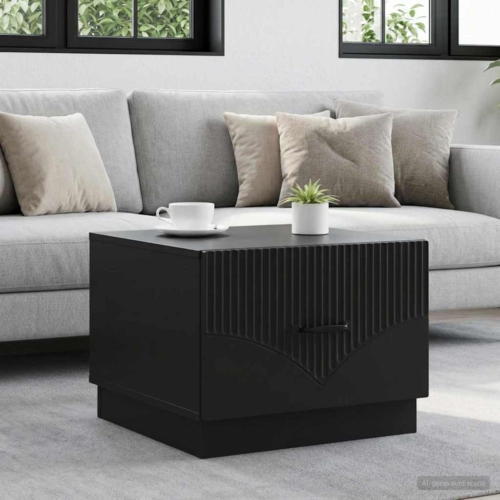 Salontafel met lade Zwart 49 x 50 x 37 cm Bewerkt hout is nu te koop bij PeponiXL, paradijselijk wonen!