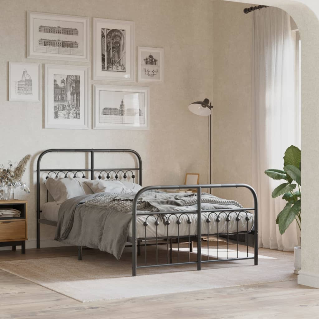 Bedframe met hoofd- en voeteneinde metaal zwart 120x190 cm is nu te koop bij PeponiXL, paradijselijk wonen!