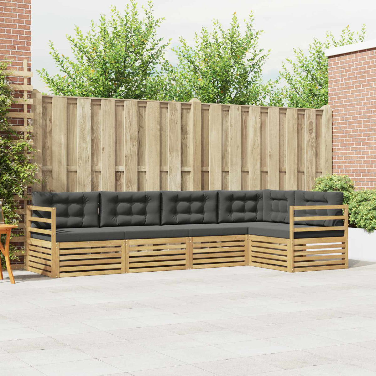 Buiten bankenset 5 pcs Wit en antracietkleurig Polyester is nu te koop bij PeponiXL, paradijselijk wonen!