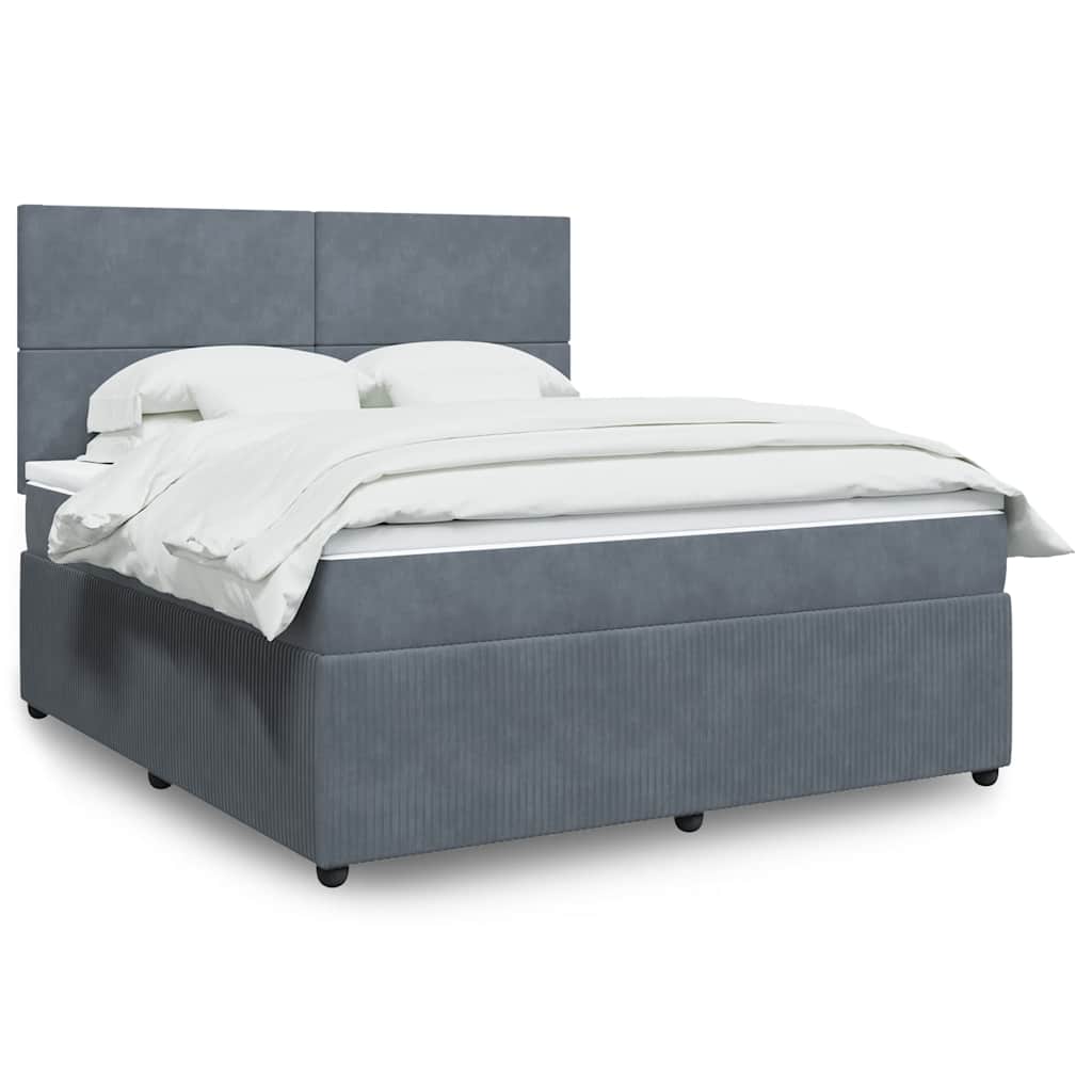 Boxspring met matras fluweel donkergrijs 180x200 cm is nu te koop bij PeponiXL, paradijselijk wonen!