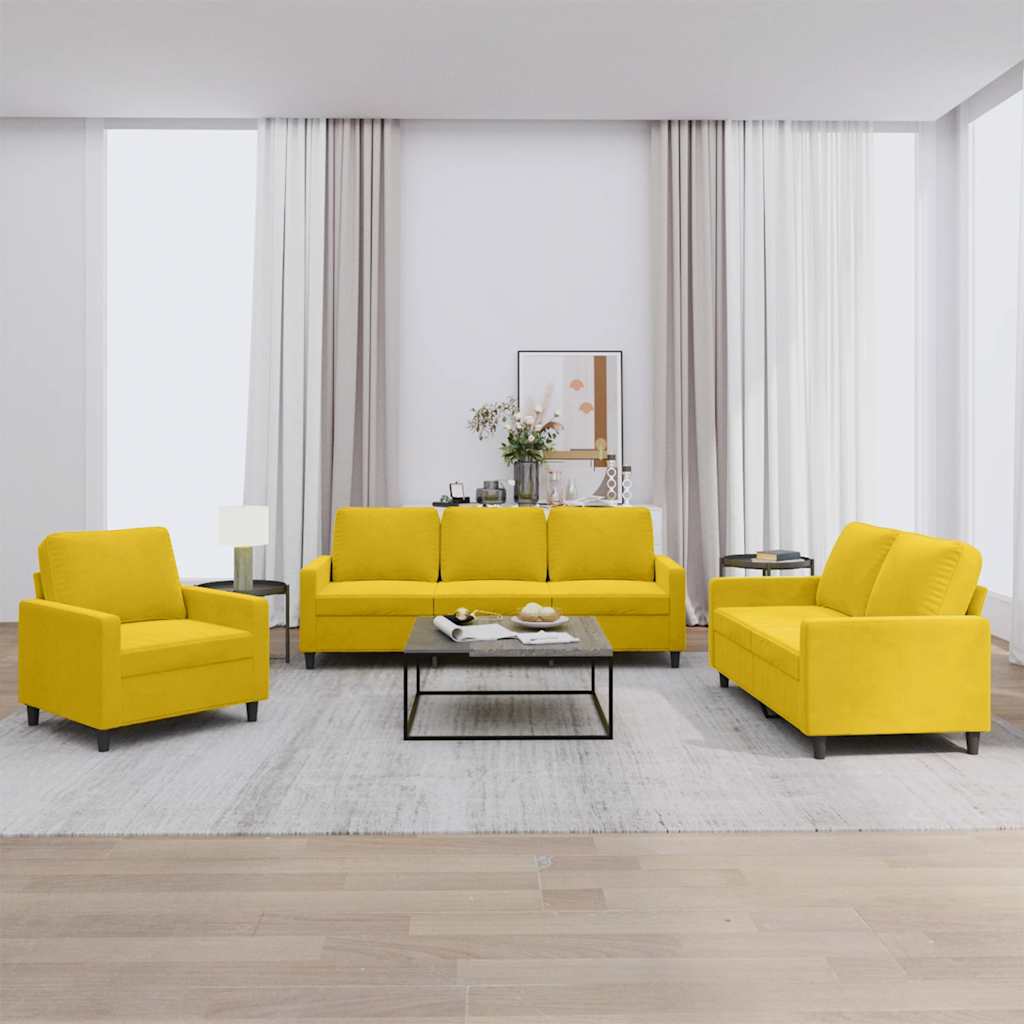3-delige Loungeset met kussens fluweel geel is nu te koop bij PeponiXL, paradijselijk wonen!