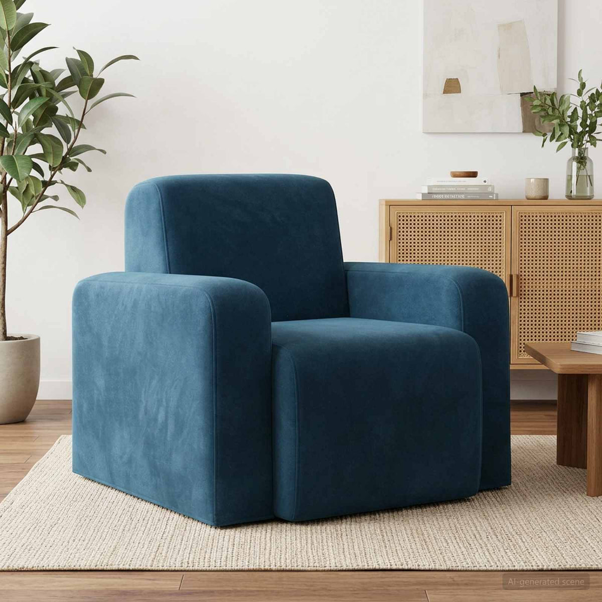 Fauteuil Blauw fluweel is nu te koop bij PeponiXL, paradijselijk wonen!