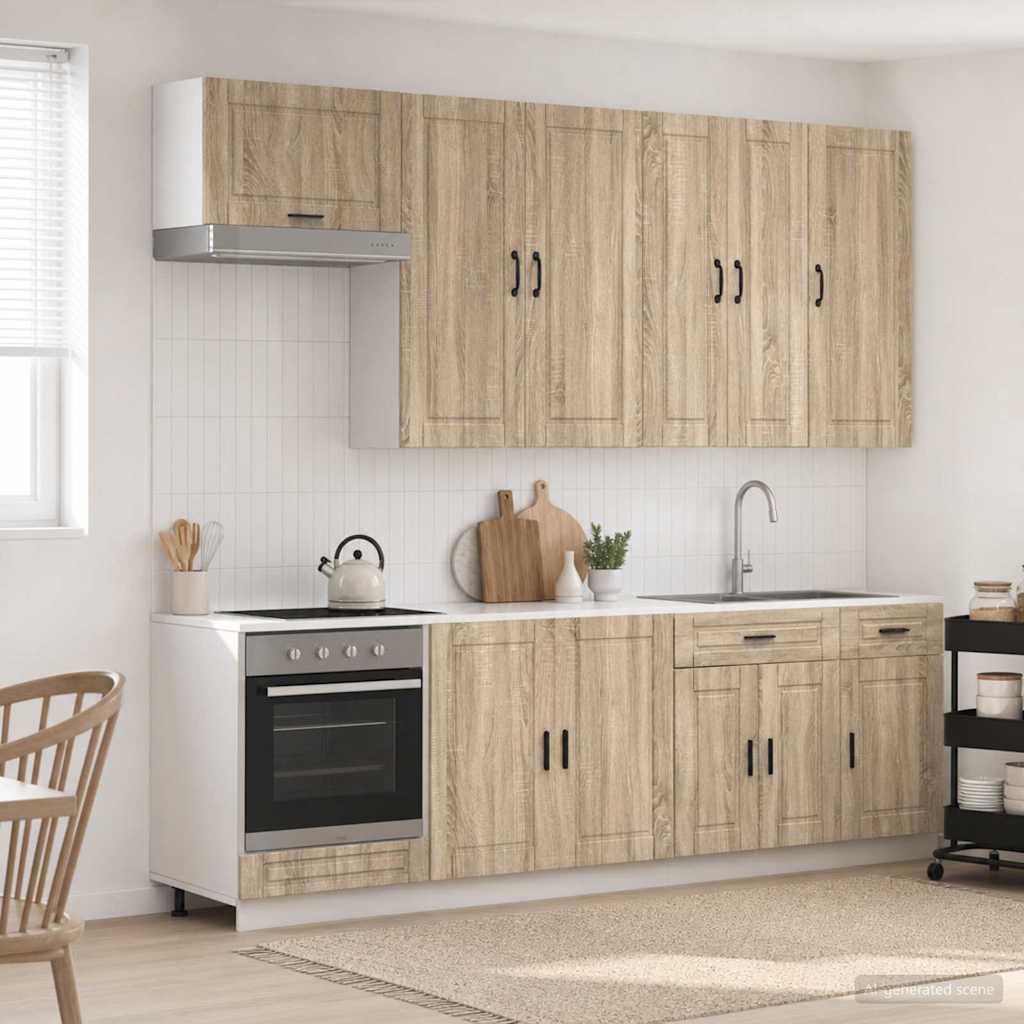 Keukenblok PORTO 8 pcs Sonoma Eiken Bewerkt hout is nu te koop bij PeponiXL, paradijselijk wonen!