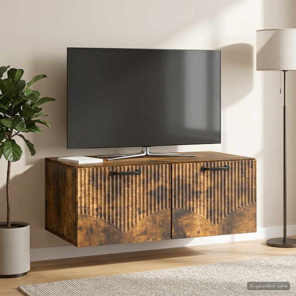 Wandbeugel TV-kast Gerookt eiken 78,5 x 41 x 30 cm Bewerkt hout is nu te koop bij PeponiXL, paradijselijk wonen!