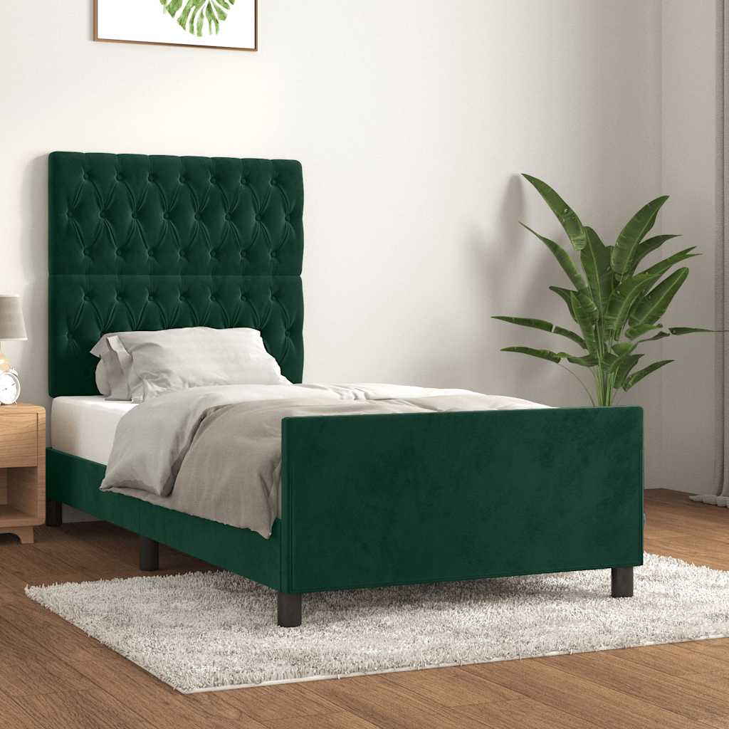 Bedframe zonder matras 90x190 cm fluweel donkergroen is nu te koop bij PeponiXL, paradijselijk wonen!