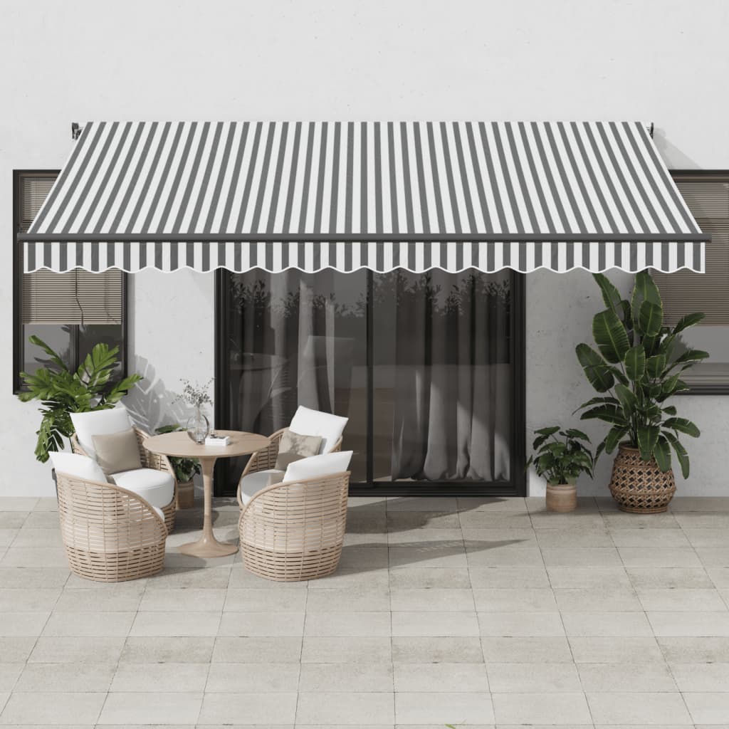 Luifel automatisch uittrekbaar LED 450x350 cm antraciet en wit is nu te koop bij PeponiXL, paradijselijk wonen!