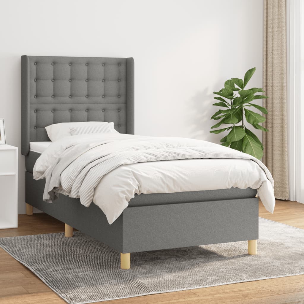 Boxspring met matras stof donkergrijs 90x190 cm is nu te koop bij PeponiXL, paradijselijk wonen!