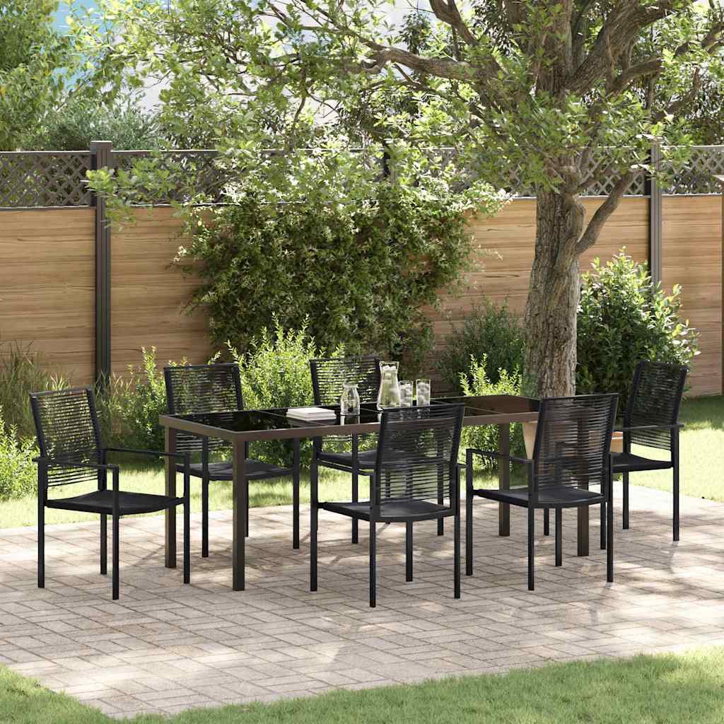 Tuin eettafelset 7 pcs Zwart Gepoedercoat staal is nu te koop bij PeponiXL, paradijselijk wonen!