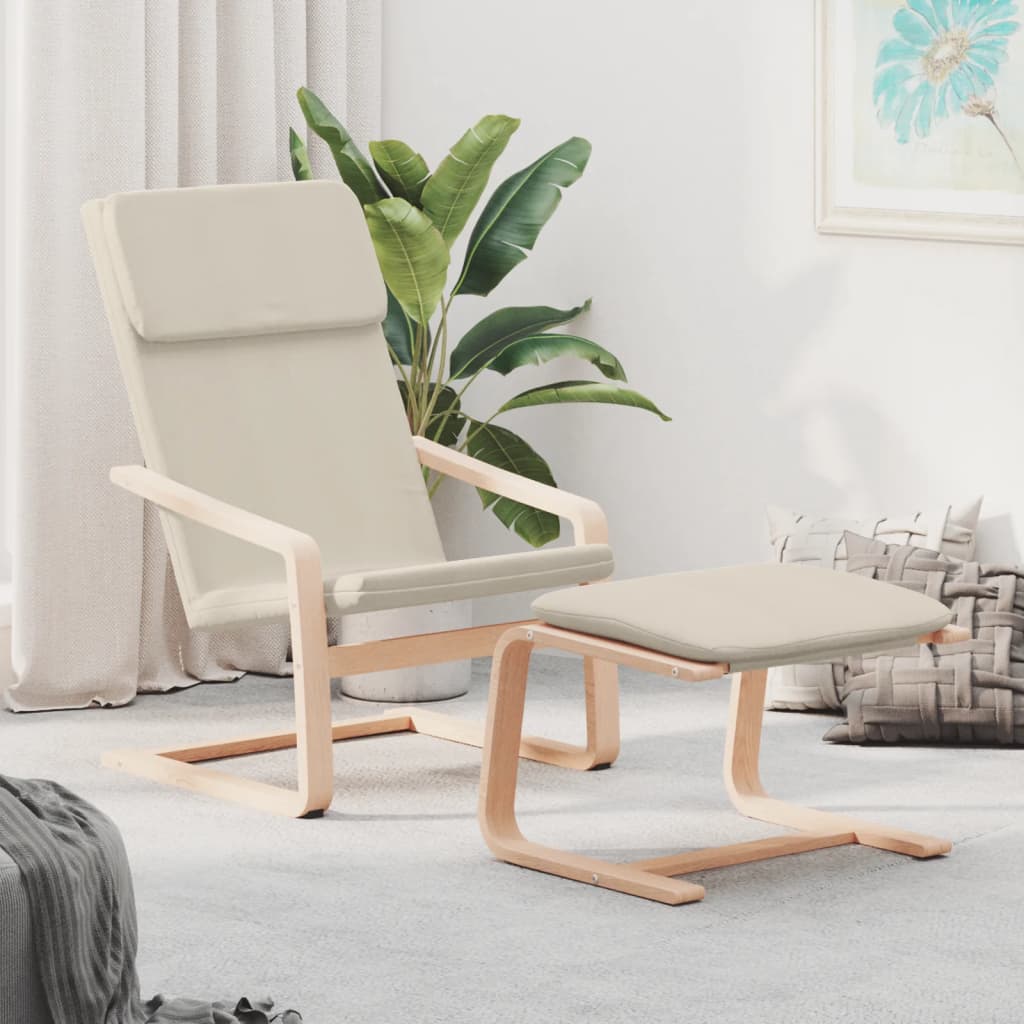 Relaxstoel met voetenbank stof crèmekleurig is nu te koop bij PeponiXL, paradijselijk wonen!