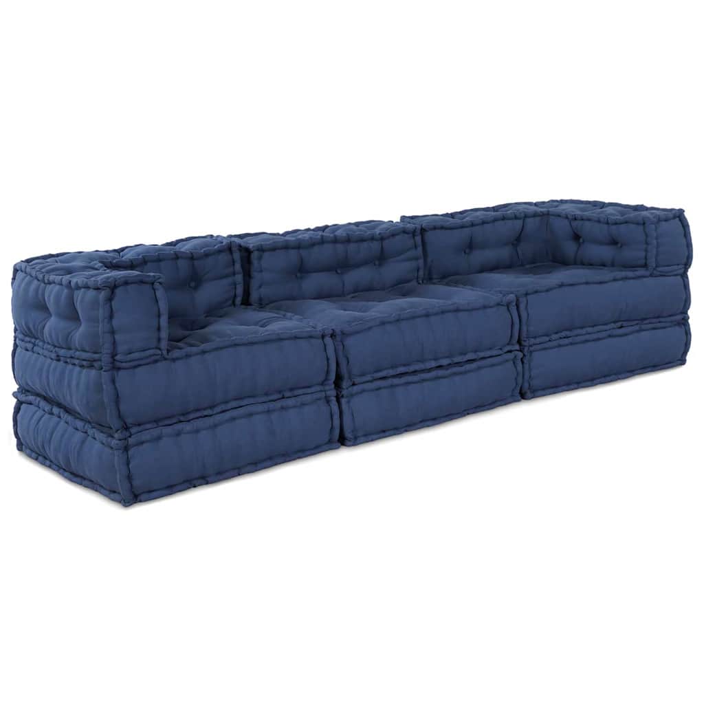Modulair Sofabet 3 pcs Indigo Stof is nu te koop bij PeponiXL, paradijselijk wonen!