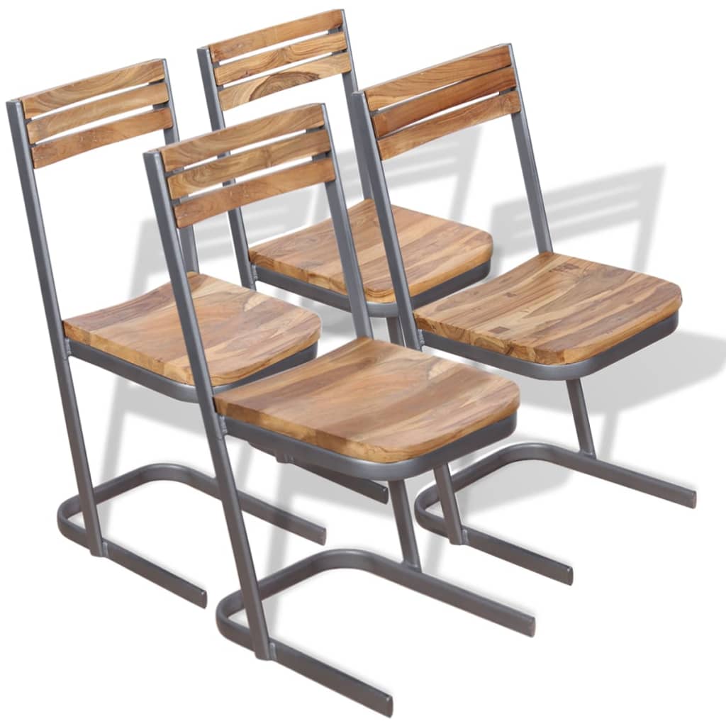 Eetkamerstoelen 4 stuks massief teakhout is nu te koop bij PeponiXL, paradijselijk wonen!