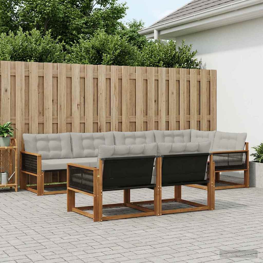 Buiten bankenset met kussen 7 pcs Naturel en lichtgrijs is nu te koop bij PeponiXL, paradijselijk wonen!