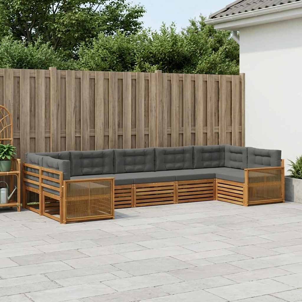 Buiten bankenset met kussen 7 pcs Natuurlijk en Antraciet is nu te koop bij PeponiXL, paradijselijk wonen!