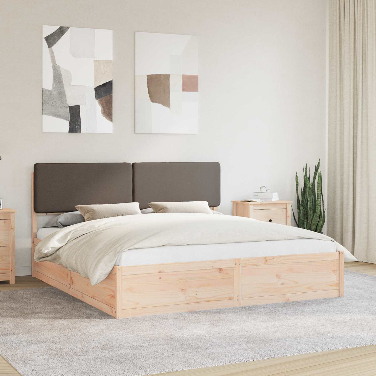 Bedframe met Gevoerd Hoofdgedeelte Taupe 200 x 200 cm is nu te koop bij PeponiXL, paradijselijk wonen!