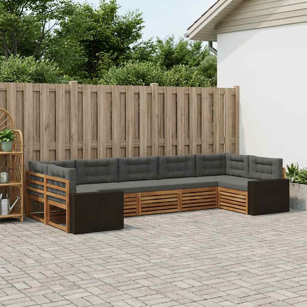 Buiten bankenset met kussen 7 pcs Natuurlijk en Antraciet is nu te koop bij PeponiXL, paradijselijk wonen!
