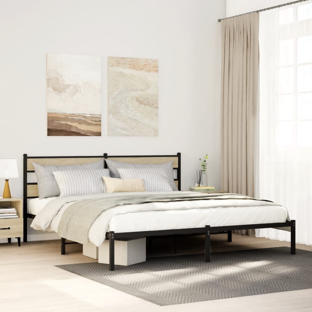 Bedframe zonder matras metaal sonoma eikenkleurig 193x203 cm is nu te koop bij PeponiXL, paradijselijk wonen!