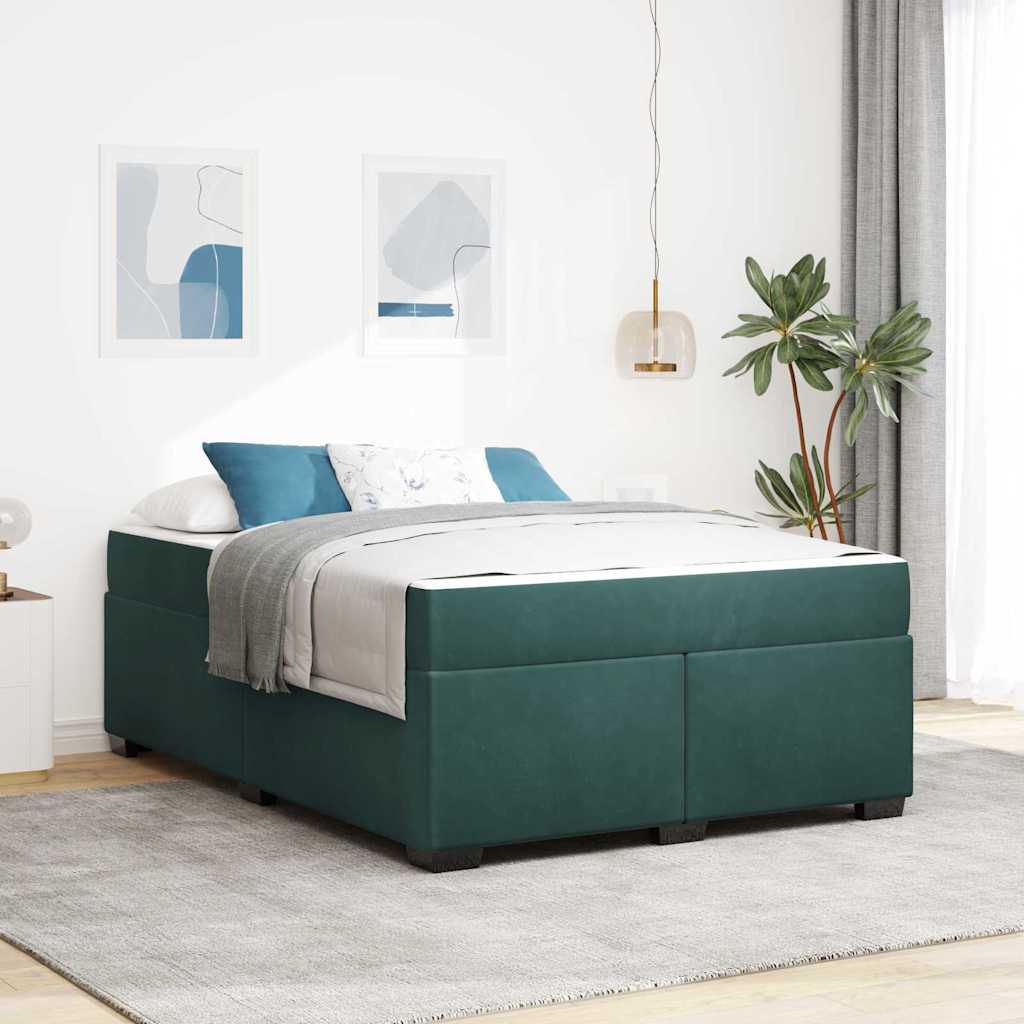Bedframe met matras Donkergroen 140 x 200 cm Stof is nu te koop bij PeponiXL, paradijselijk wonen!