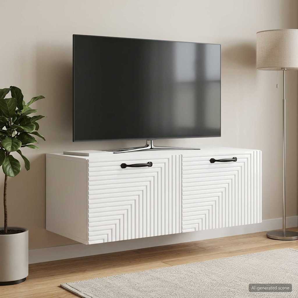Wandbeugel TV-kast Hoogglans Wit 78,5 x 41 x 30 cm Bewerkt hout is nu te koop bij PeponiXL, paradijselijk wonen!