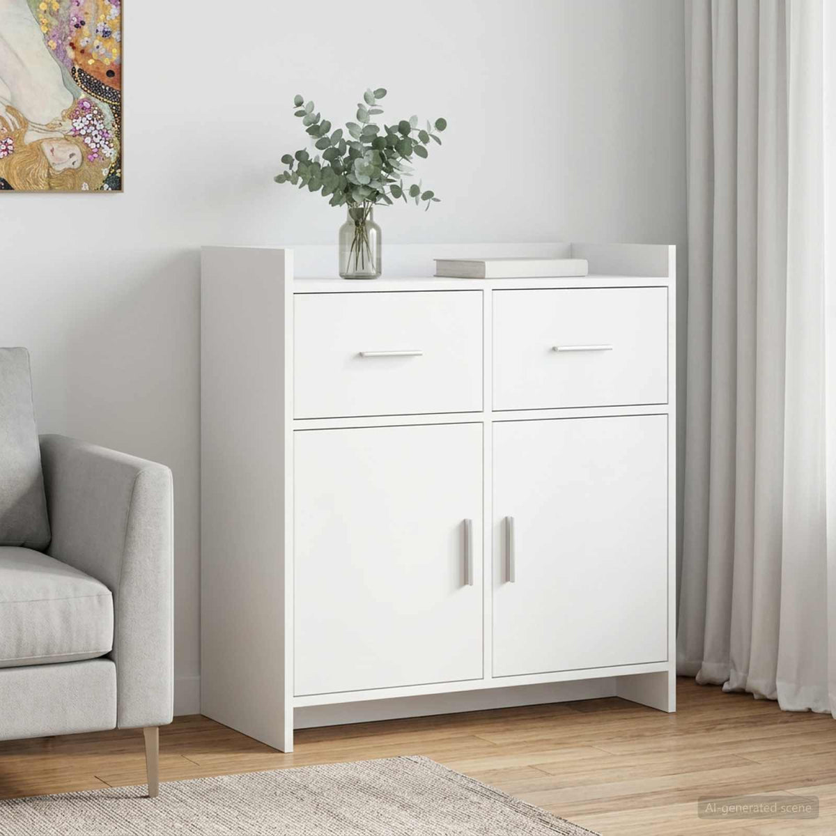 Dressoir Wit 75 x 36 x 80 cm Bewerkt hout is nu te koop bij PeponiXL, paradijselijk wonen!
