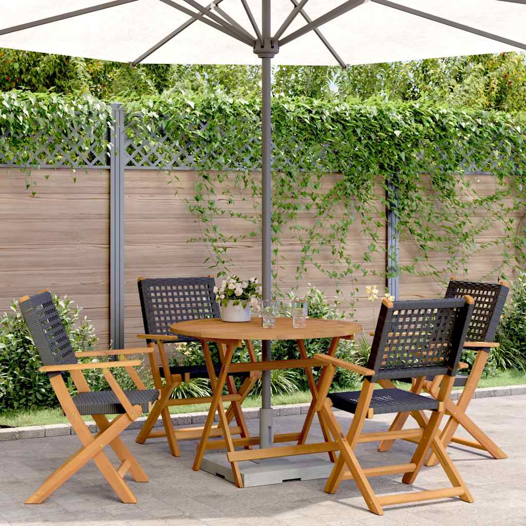5-delige Tuinset poly rattan en massief hout zwart is nu te koop bij PeponiXL, paradijselijk wonen!