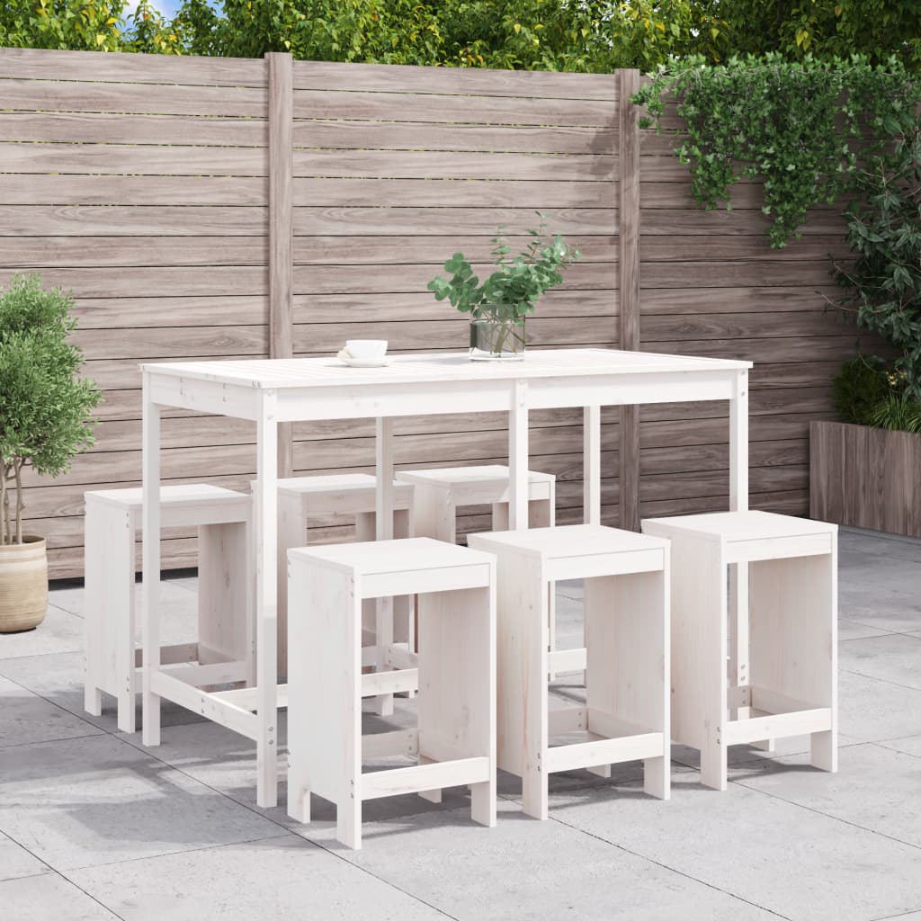 7-delige Barset massief grenenhout wit is nu te koop bij PeponiXL, paradijselijk wonen!