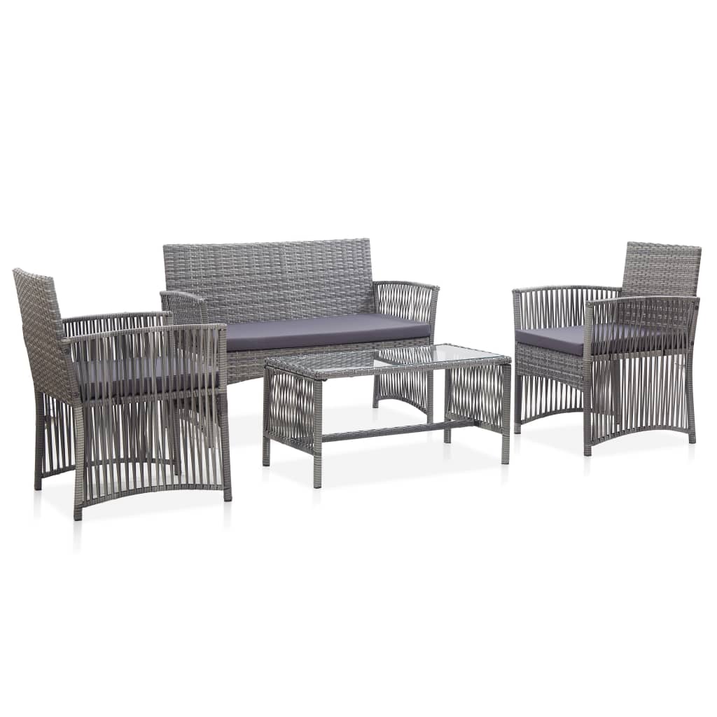 4-delige Loungeset met kussen poly rattan antraciet is nu te koop bij PeponiXL, paradijselijk wonen!