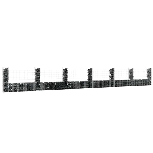 Schanskorf U-vormig met 7 palen 740x20x100 cm ijzer is nu te koop bij PeponiXL, paradijselijk wonen!