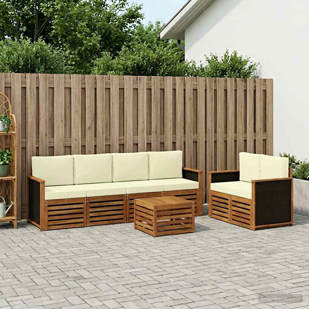 Buiten bankenset 7 pcs Natuurlijk en Crème Massief Acaciahout is nu te koop bij PeponiXL, paradijselijk wonen!