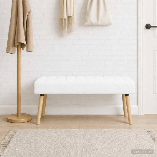 Kanaal-geplooide bank Wit 110 x 40 x 46 cm Stof is nu te koop bij PeponiXL, paradijselijk wonen!
